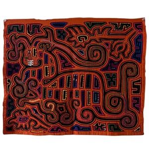 Vintage traditional, hand-sewn, multi-layered cotton Mola by the Guna (Kuna)
